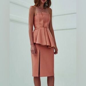 NEW C/MEO COLLECTIVE Strapless Midi Dress